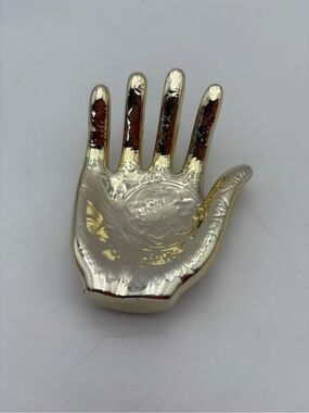 Decorative Ceramic Hand Trinket/Ring Dish - Shiny Gold